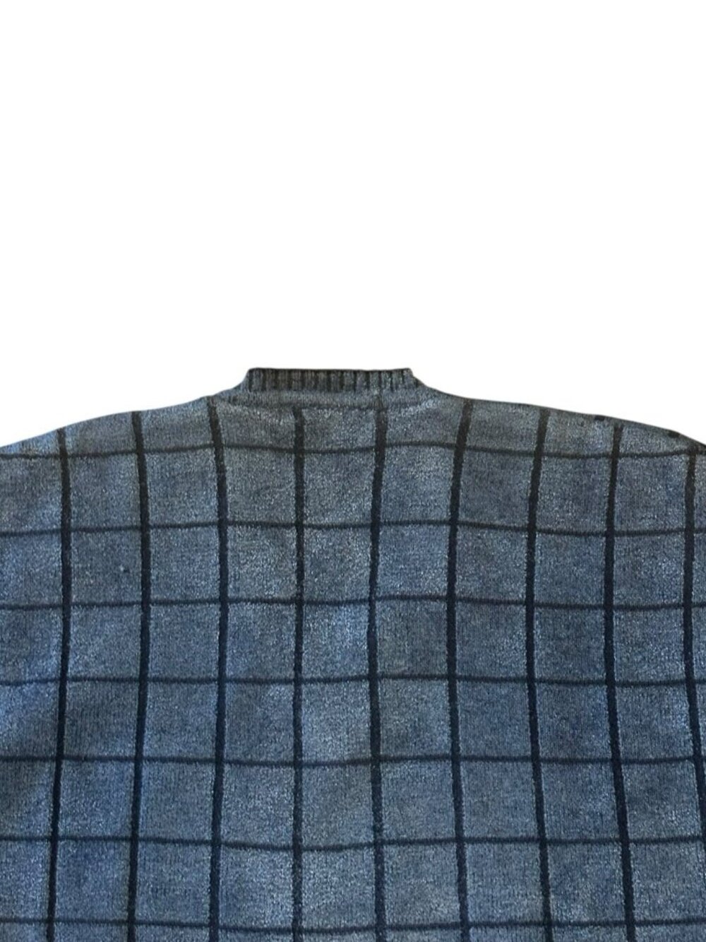 Peach By Z.C. International Men’s Blue V Neck Grid Pattern Sweater Sz‎ 42 - Picture 6 of 11